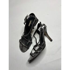 $150 MAX STUDIO Strappy Designer Gray Serated Leather EVENING Sandals Women's 8M